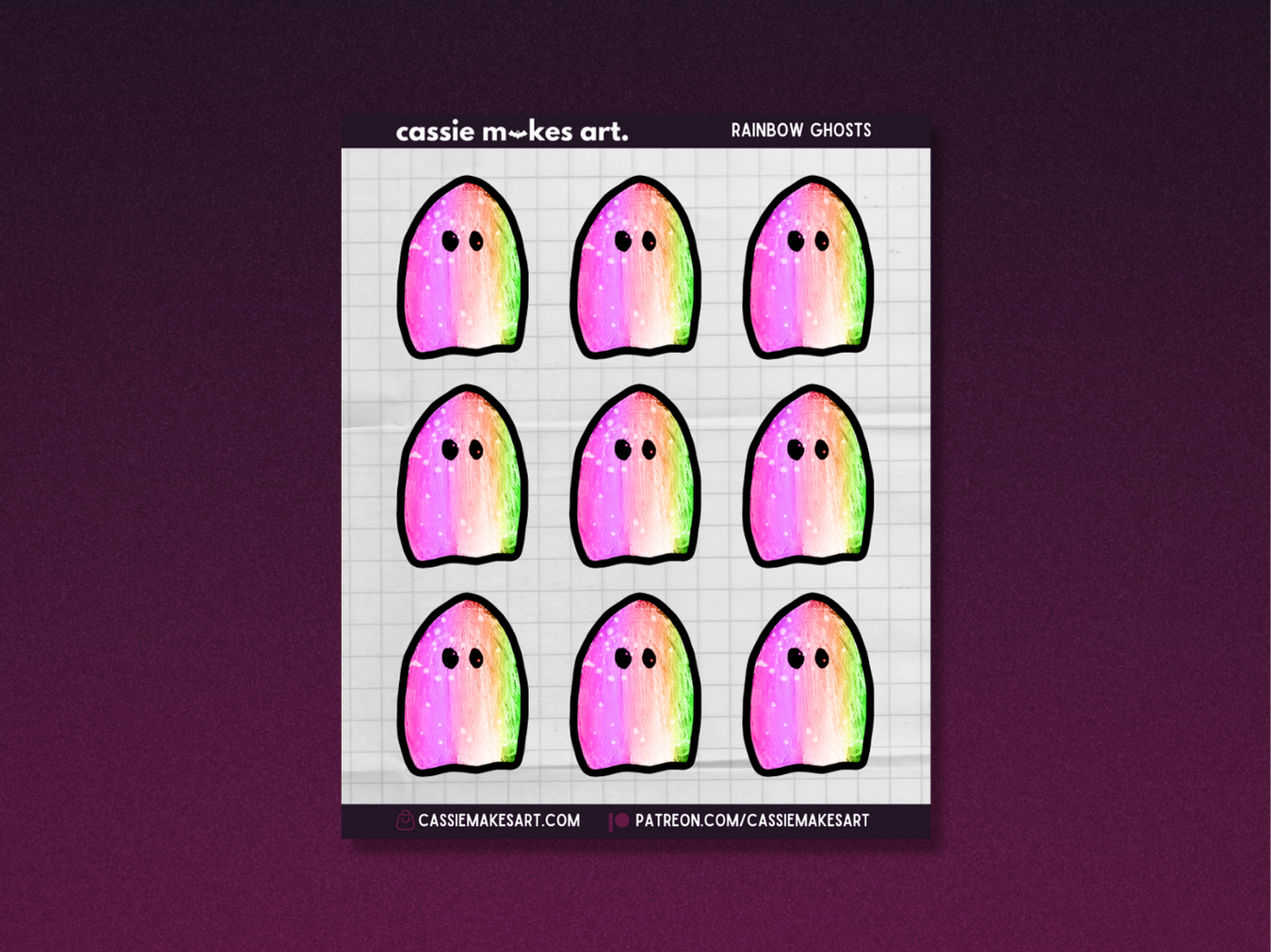 Painted Rainbow Ghosts Mini Sticker Sheet