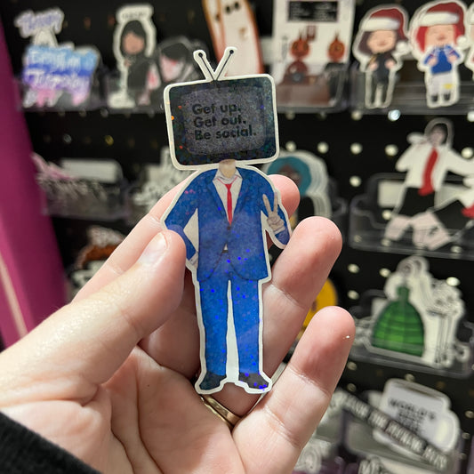 TV Man Diecut Vinyl Sticker